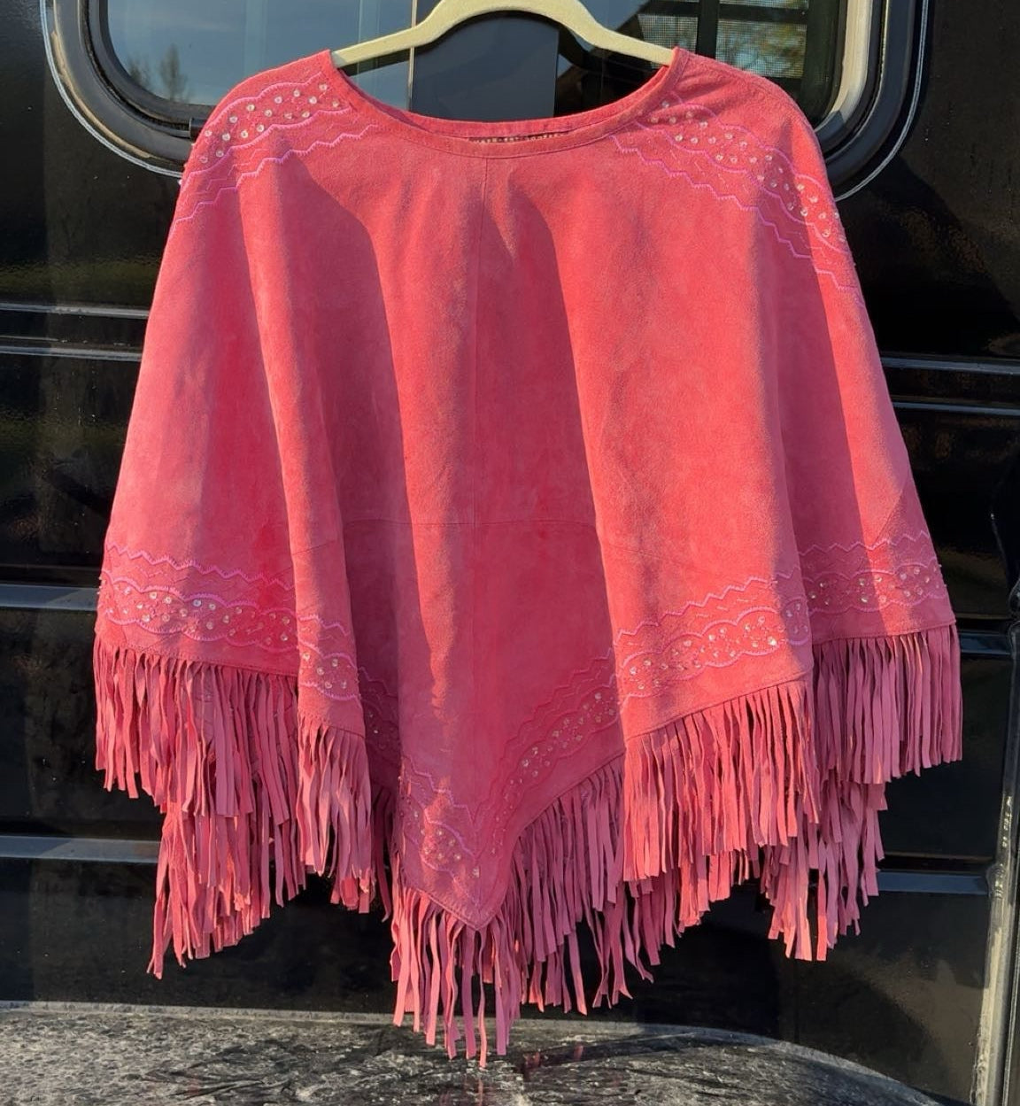 Vintage Margret Godfrey Pink Sparkle Leather Women's Poncho