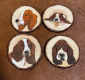 Basset Hounds - Custom Wood Burned Coaster Set- Set Of 4