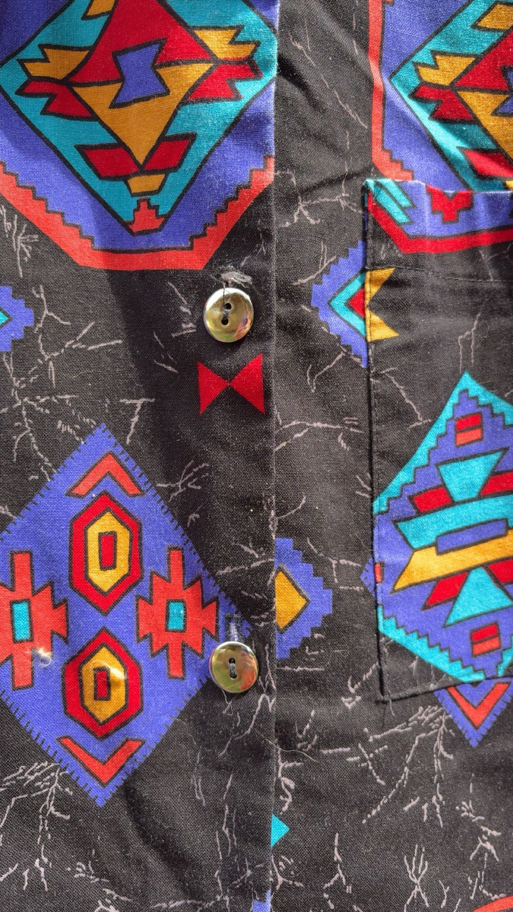Vintage Ozark Mountain Button Up Black Aztec Pattern