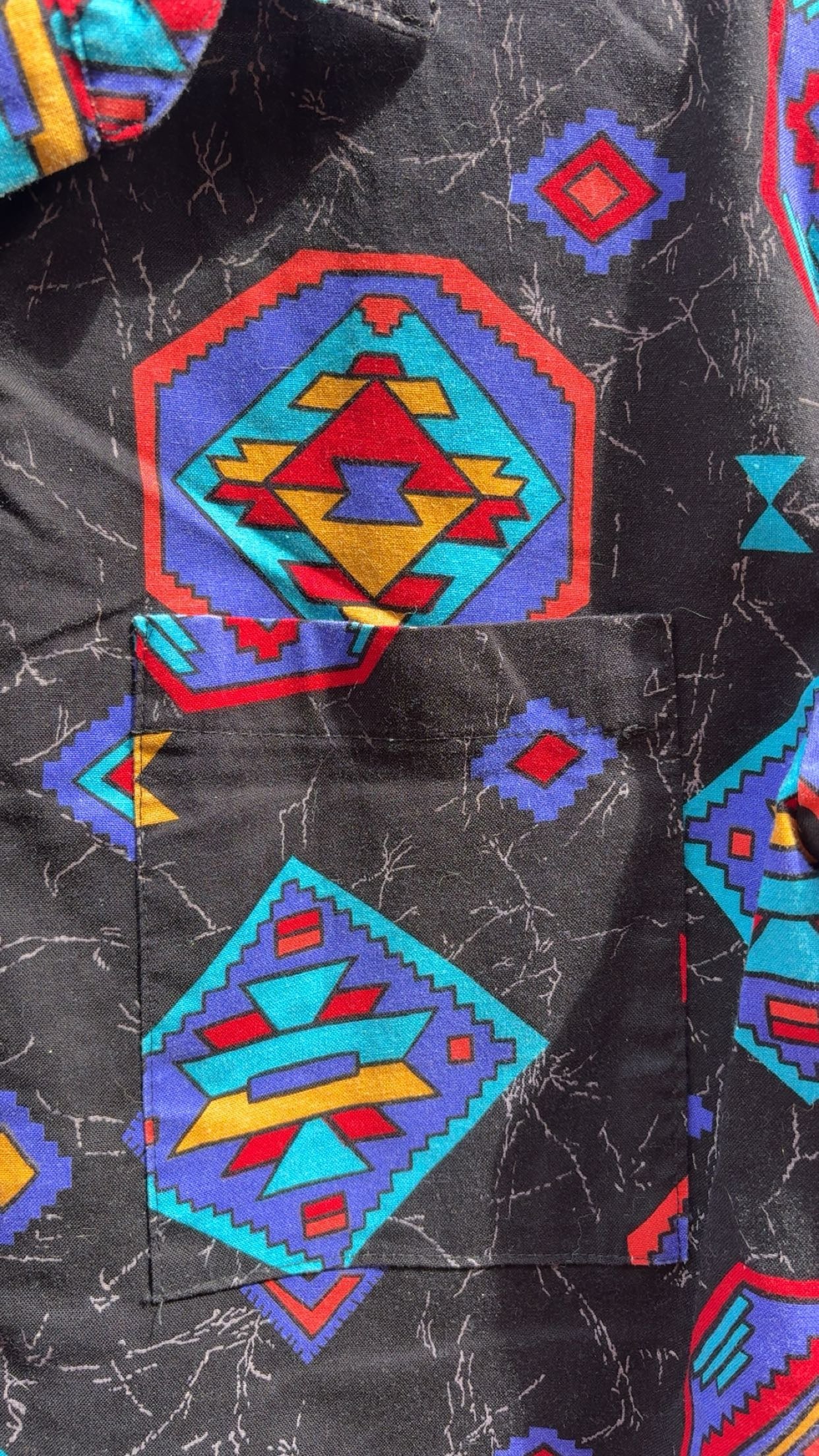 Vintage Ozark Mountain Button Up Black Aztec Pattern