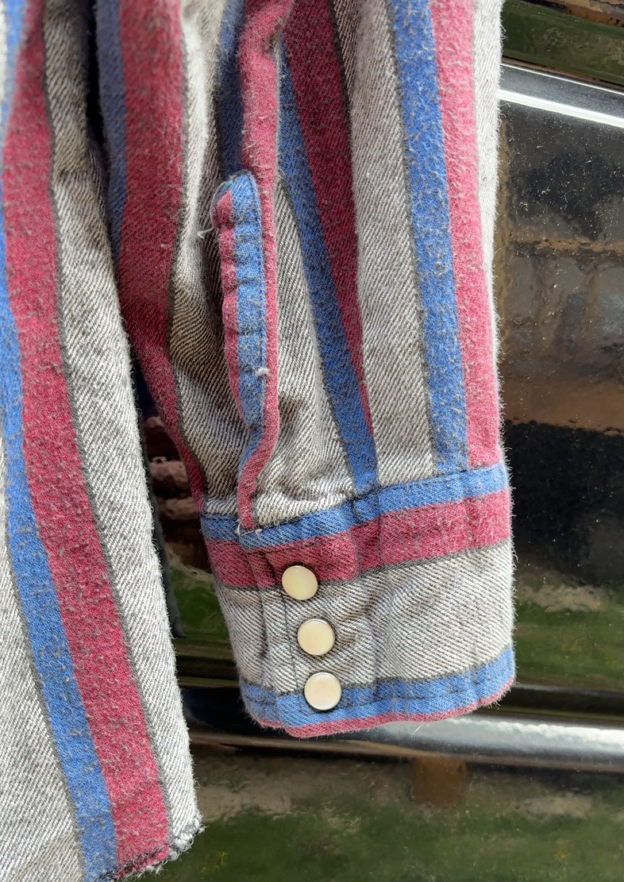 Vintage Thick Material Wrangler Striped Pearl Snap