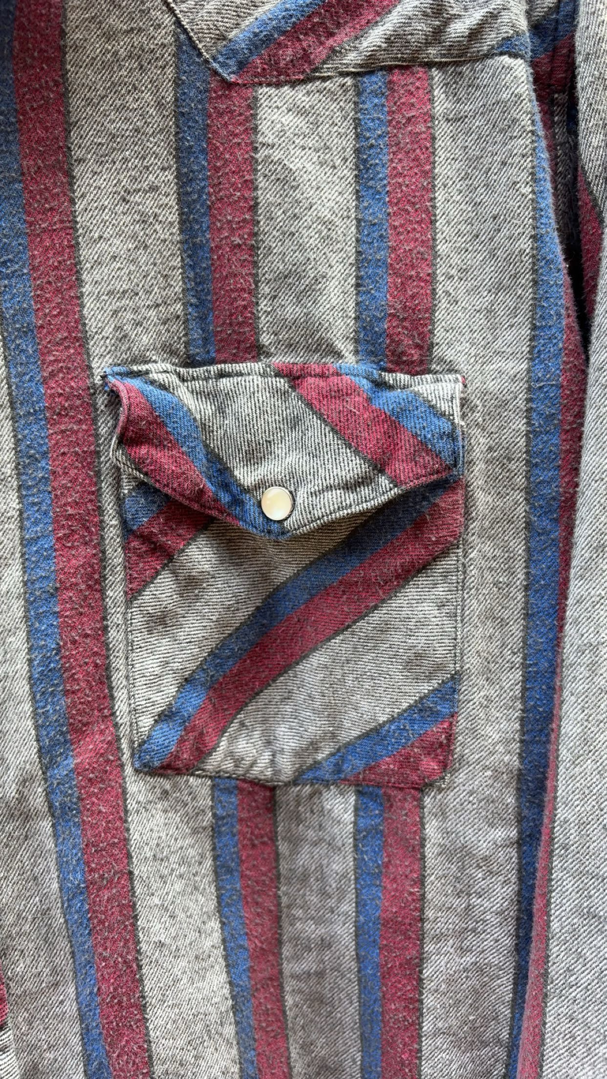 Vintage Thick Material Wrangler Striped Pearl Snap