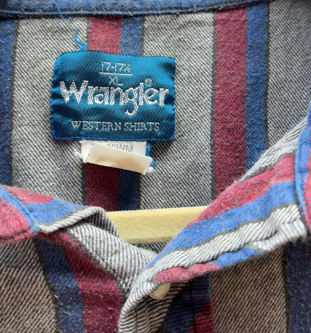 Vintage Thick Material Wrangler Striped Pearl Snap