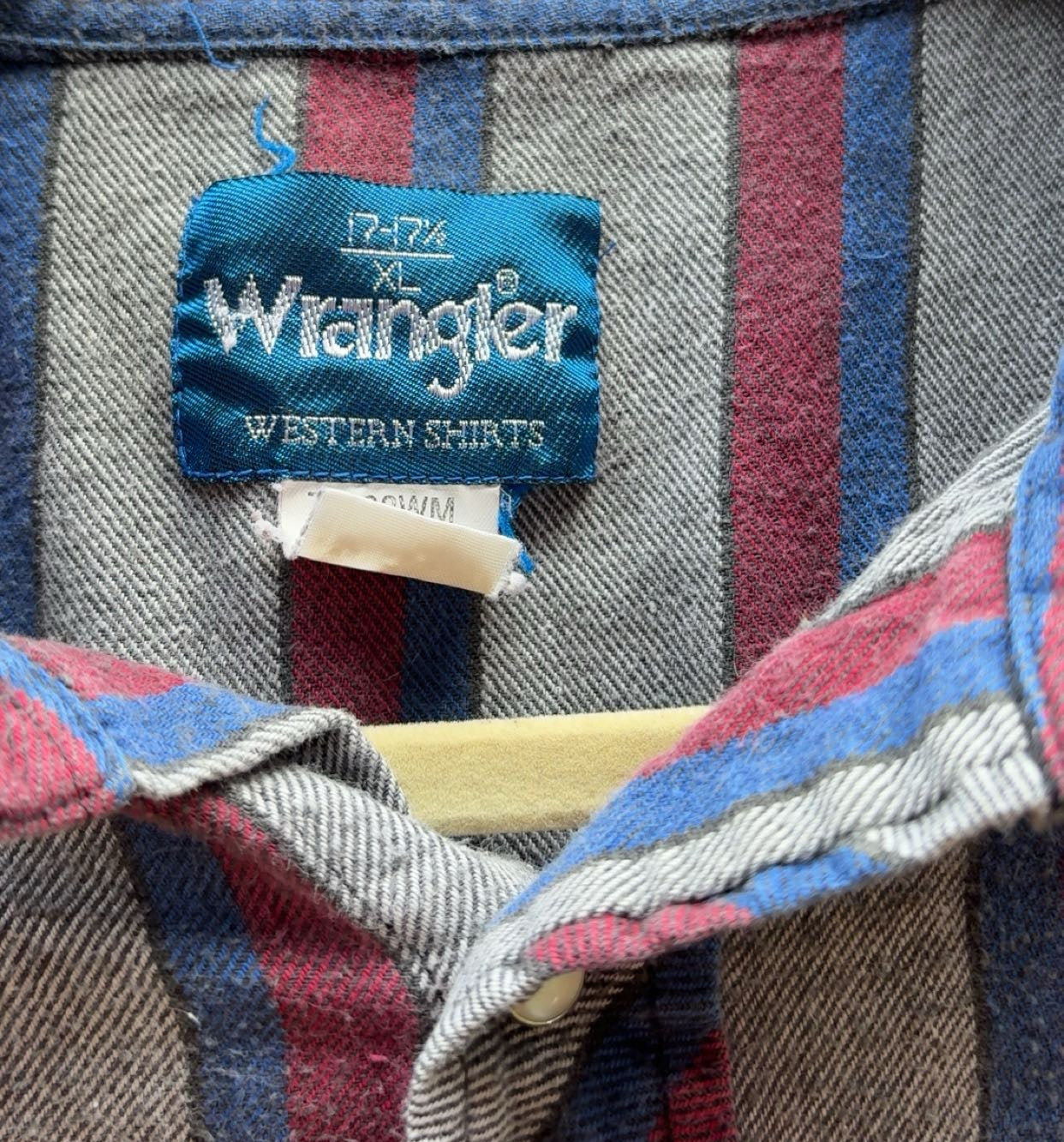 Vintage Thick Material Wrangler Striped Pearl Snap