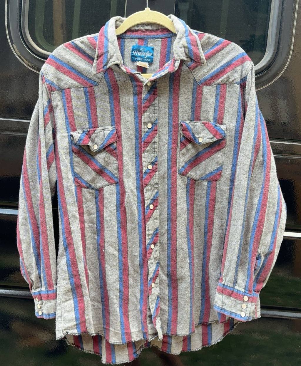 Vintage Thick Material Wrangler Striped Pearl Snap
