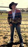 Sharon Young Vintage Rodeo Scene Blazer With Padded Shoulders
