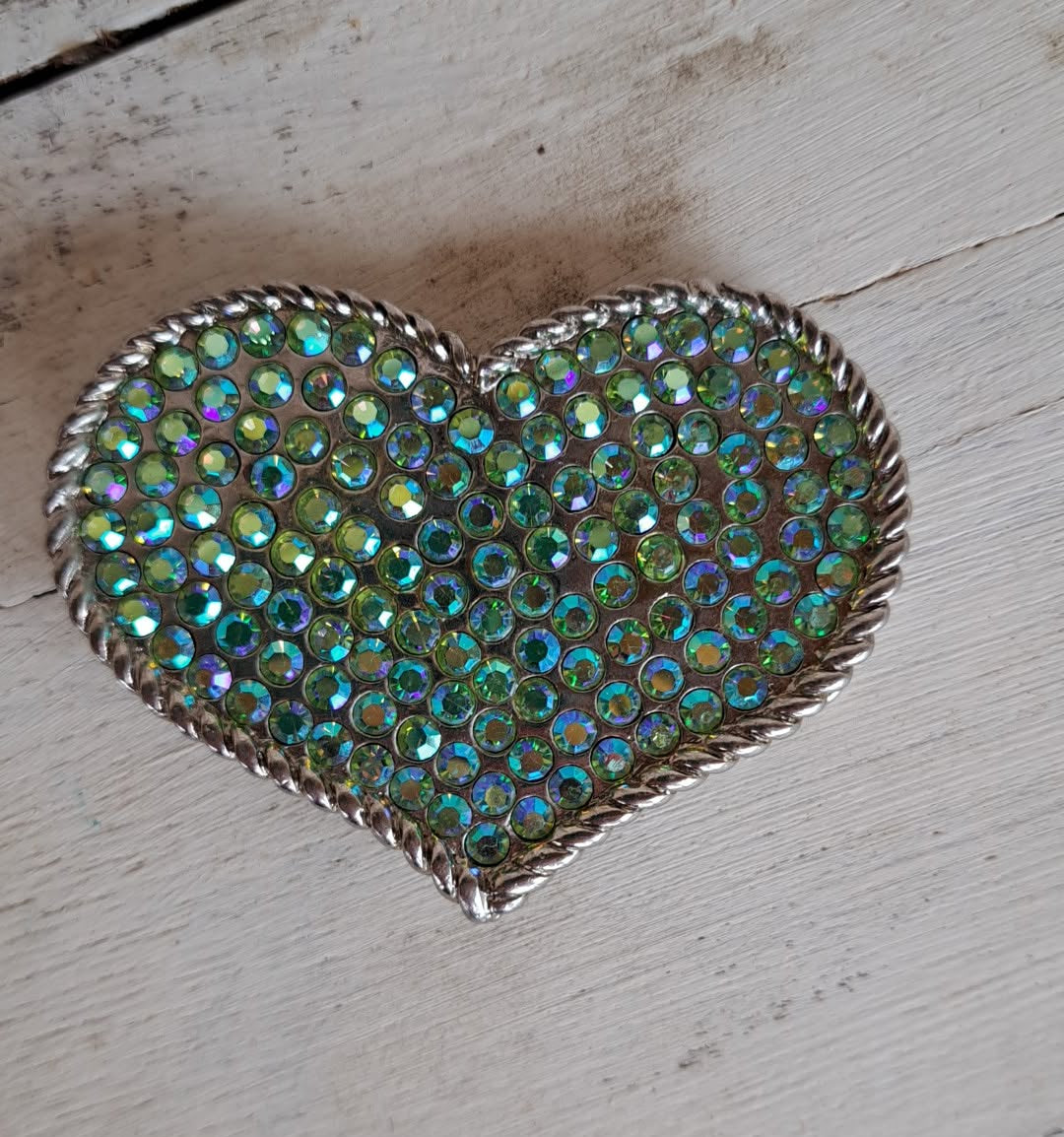 Kids Vintage Small Silver Gemstone Heart Buckle