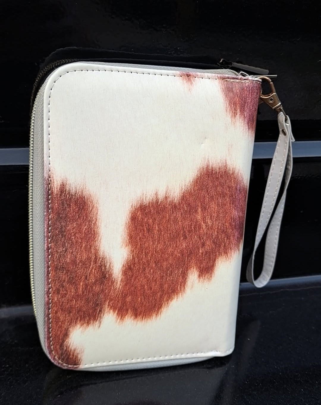 Faux Plastic Cowhide Hand Clutch