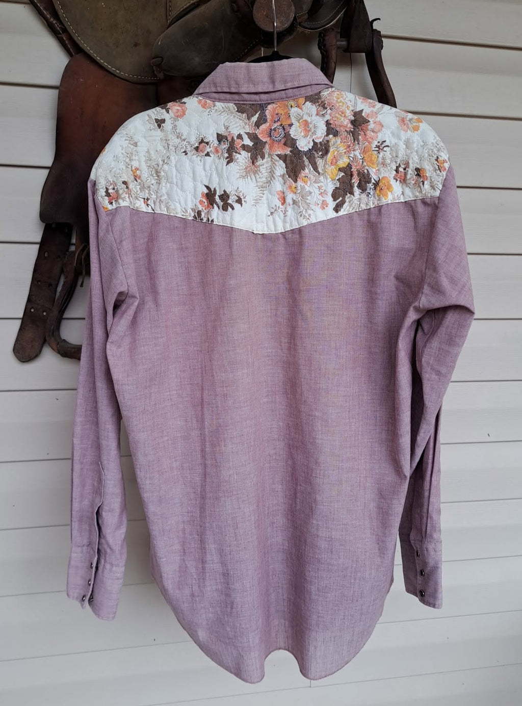 Vintage Women's Pink Floral Quilted Pearl Snap
