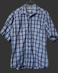 Wrangler Rugged Wear Men's Blue and White Short Sleeve Plaid