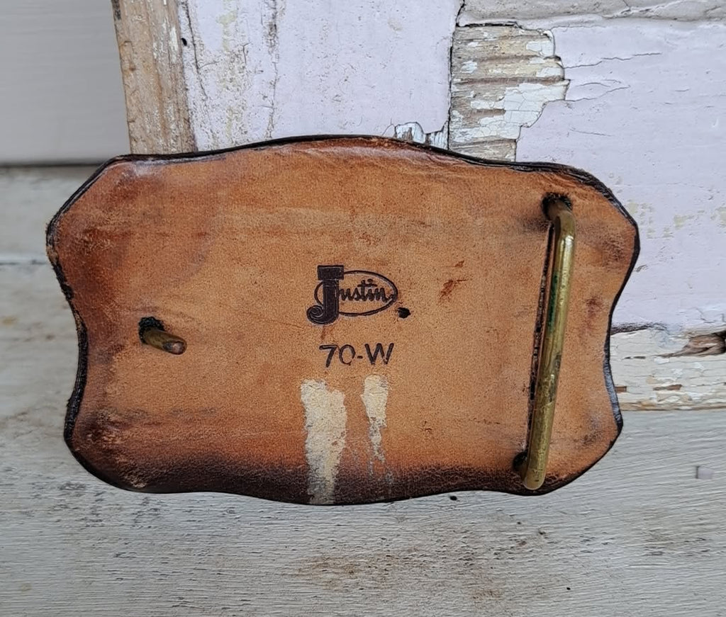 Vintage Justin Leather Barrel Racer Buckle