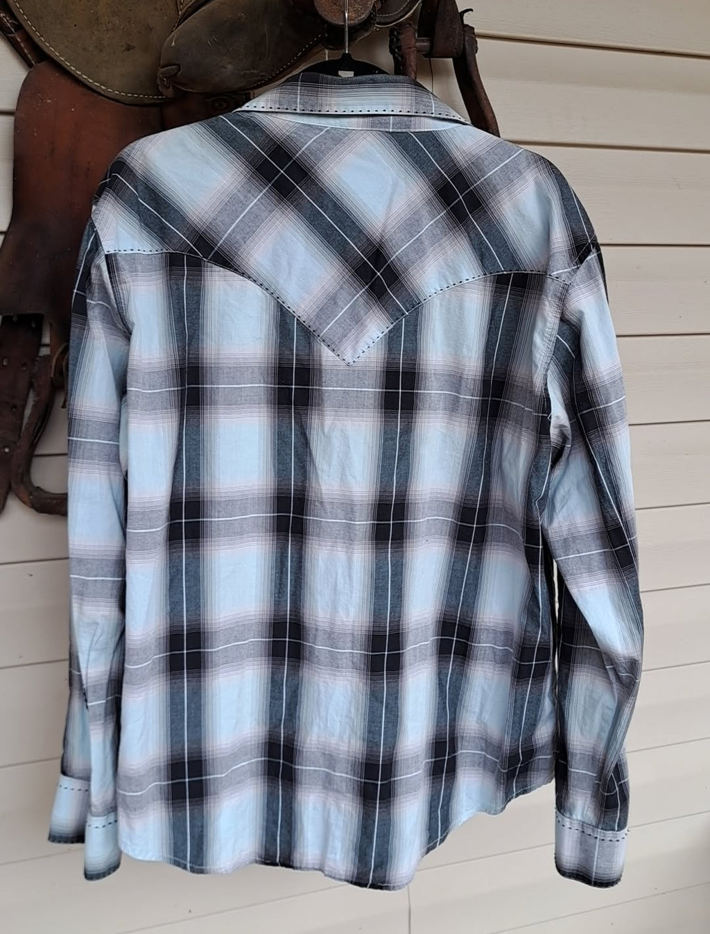 Wrangler Vintage Men's Black And White Flannel