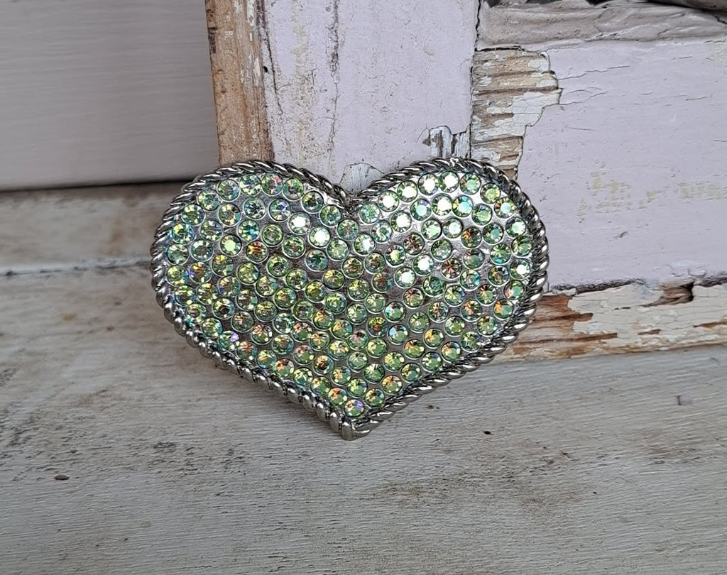 Kids Vintage Small Silver Gemstone Heart Buckle