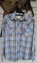 Wrangler Vintage Men's Sparkle Blue and White flannel