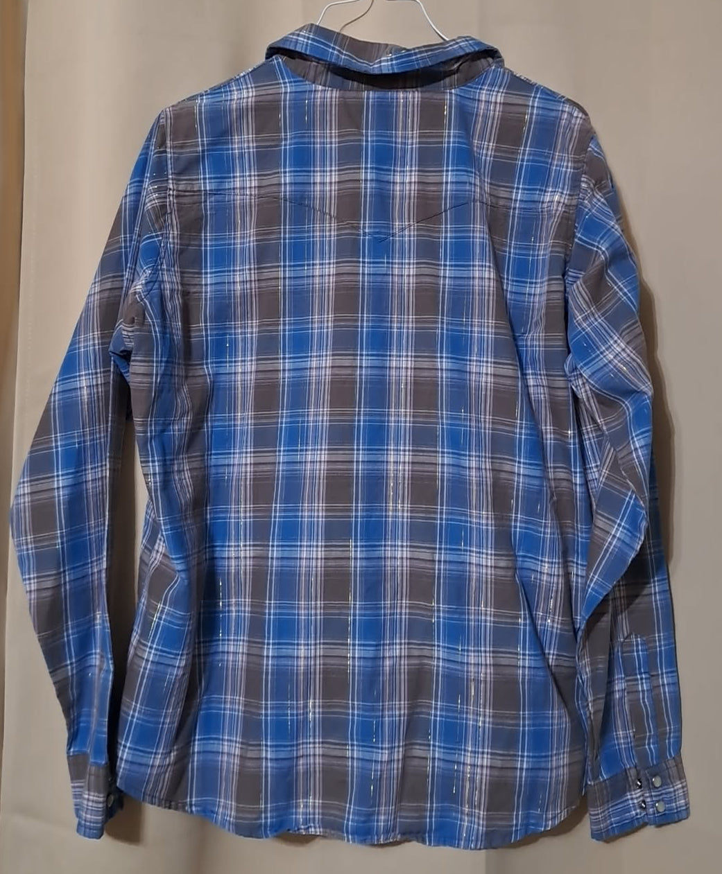 Wrangler Wrancher Vintage Women's Brown And Blue Plaid Gold Sparkle