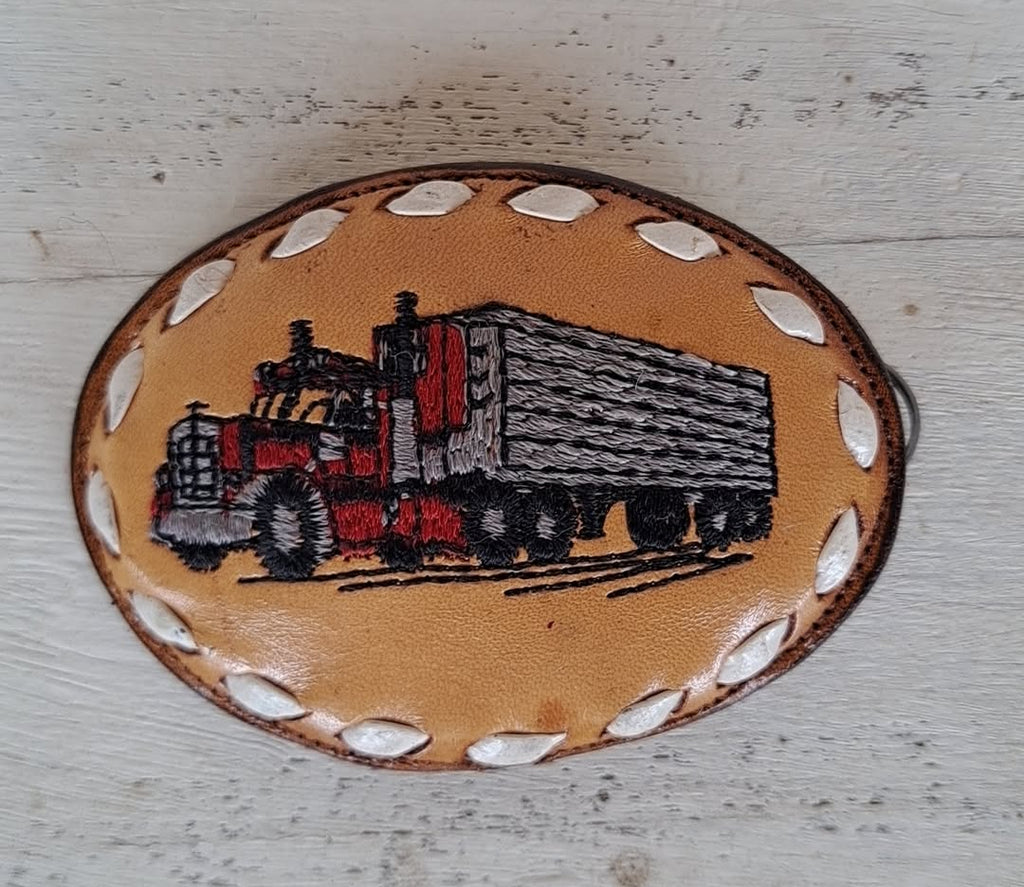 Vintage Nocona Semi Truck Leather Buckle