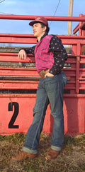 Wrangler 80's Men's Magenta And Black Block Color
