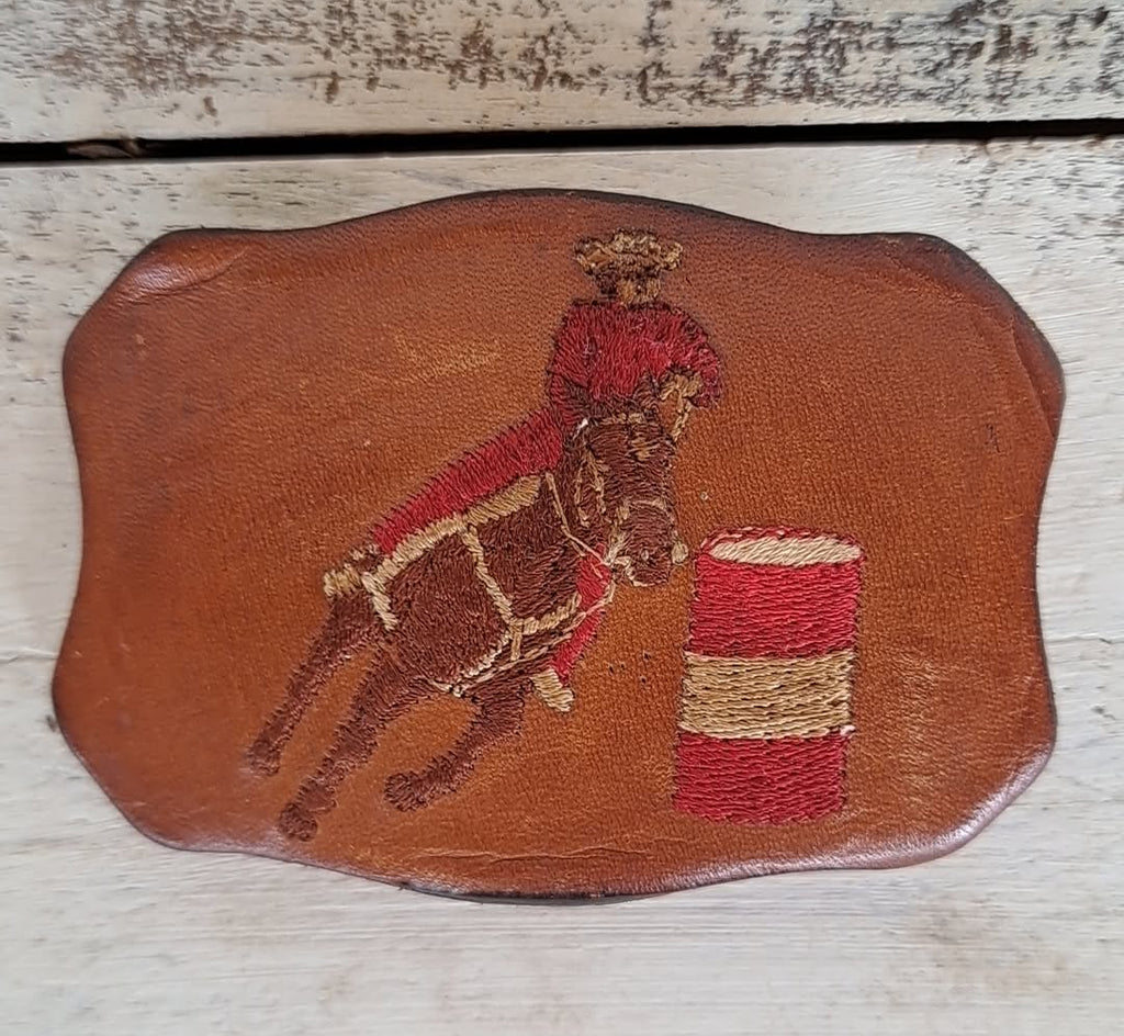 Vintage Justin Leather Barrel Racer Buckle