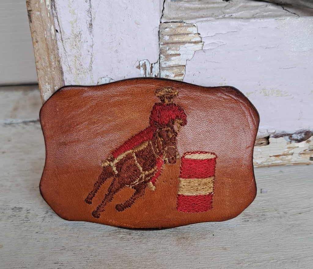 Vintage Justin Leather Barrel Racer Buckle