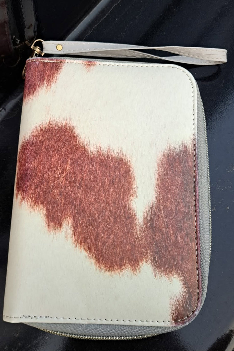 Faux Plastic Cowhide Hand Clutch