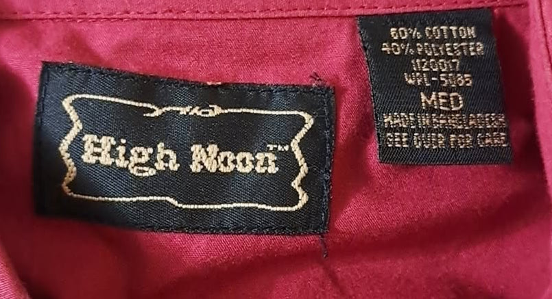 Vintage High Noon Men's Red And Black Roses Pearl Snap