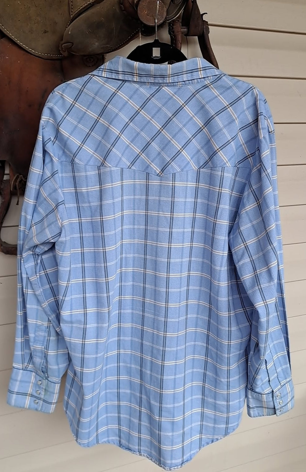 Ely Cattleman Vintage Men's Beige And Blue Flannel