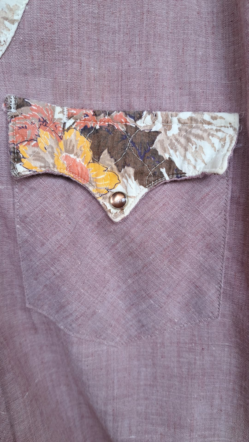 Vintage Women's Pink Floral Quilted Pearl Snap