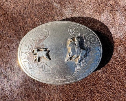 Vintage Roping Calf Circle Belt Buckle