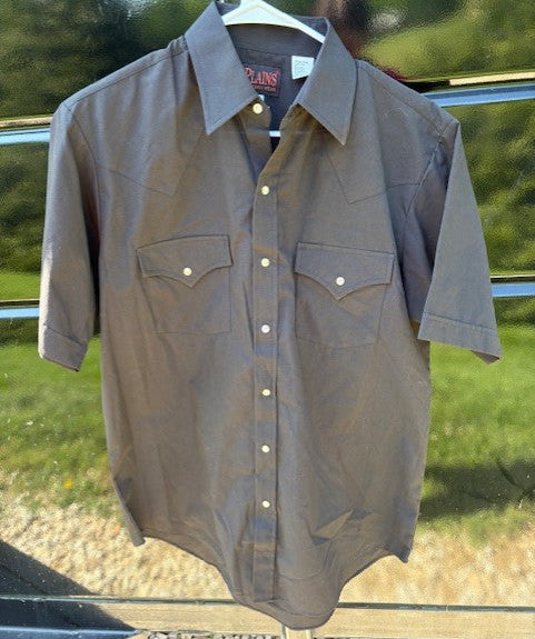 Vintage Black Plains Western Wear Pearl Snap - Short Sleeve