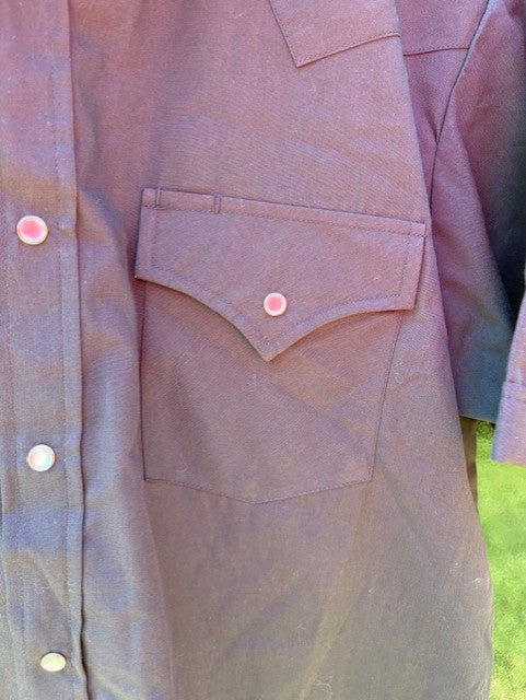 Vintage Black Plains Western Wear Pearl Snap - Short Sleeve
