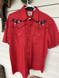 Ely Cattlemen Red Eagle Stitched Short Sleeve Pearl Snap