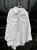 Vintage Saddle King White Ridged Fabric Pearl Snap - 2XL
